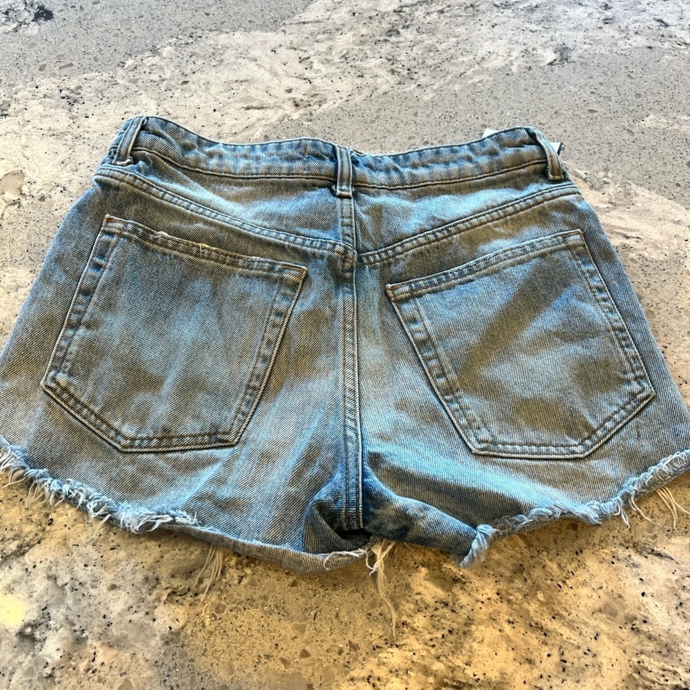 Zara Light Blue Distressed Jean Shorts